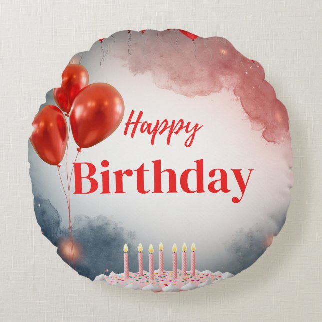 Happy Birthday Celebration Pillow Rond Kussen (Voorkant)