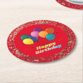 Happy Birthday Celebration Round Paper Onderzetter (Gebogen)