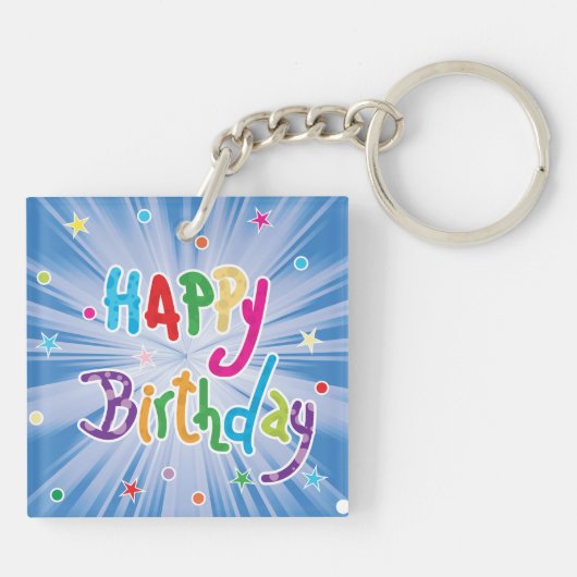 Happy Birthday Celebration Sleutelhanger (Achterkant)