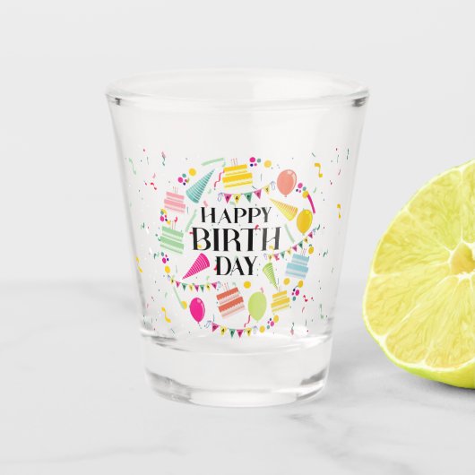 Happy Birthday Celebrations Shot Glass Glas (Voorkant)