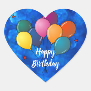 Happy Birthday Celebrings-ballonnen Hart Sticker