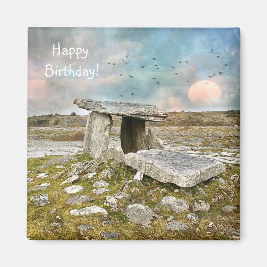 Happy Birthday Celtic Ruins Magneet (Voorkant)
