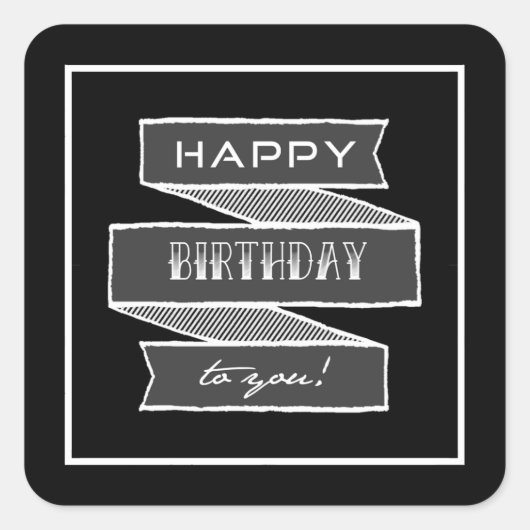 Happy Birthday Chalk Tattoo Typografie Stickers (Voorkant)