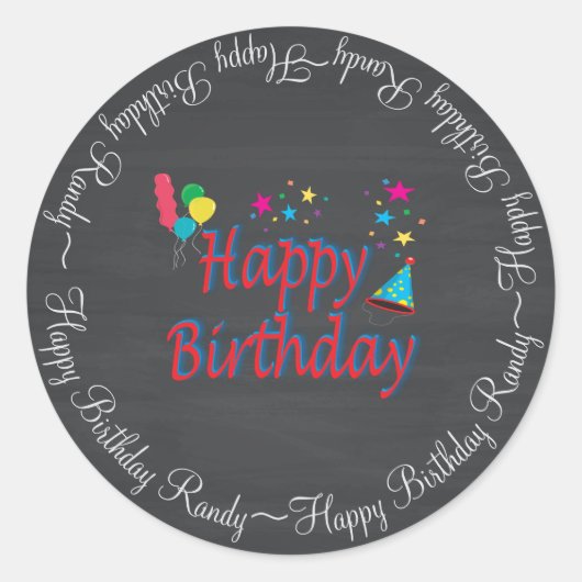 Happy Birthday Chalkboard Fun Spectaculair Nieuw Ronde Sticker (Voorkant)