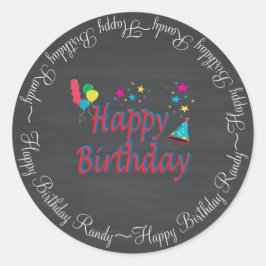 Happy Birthday Chalkboard Fun Spectaculair Nieuw Ronde Sticker