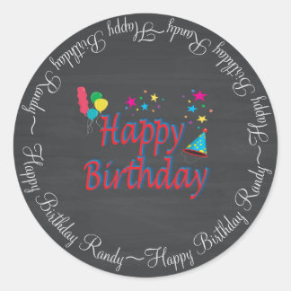 Happy Birthday Chalkboard Fun Spectaculair Nieuw Ronde Sticker