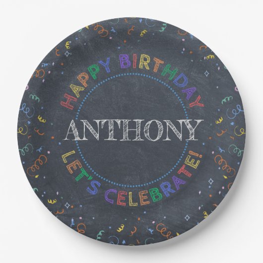 Happy Birthday Chalkboard Papieren Bordje (Voorkant)