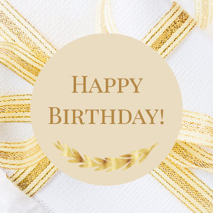 Happy Birthday champagne goud Ronde Sticker