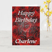 Happy Birthday Charlene - Verbrand Roos Kaart (Gele Bloem)