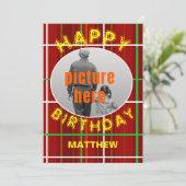 Happy Birthday Check Plaid Verjaardagsfeestje Even Kaart (Staand voorkant)