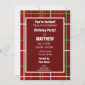 Happy Birthday Check Plaid Verjaardagsfeestje Even Kaart (Achterkant)