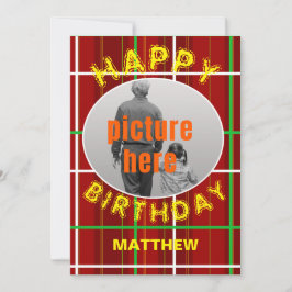 Happy Birthday Check Plaid Verjaardagsfeestje Even Kaart