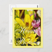 Happy Birthday Cheerful Bouquet Painterly Briefkaart (Voorkant / Achterkant)