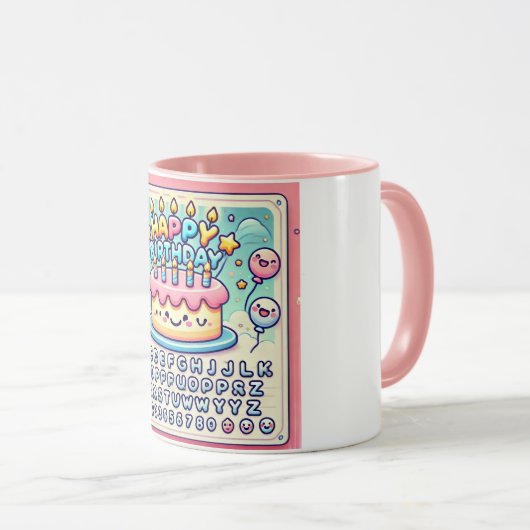 Happy Birthday Cheerful Cake Delight Mok (Voorkant rechts)