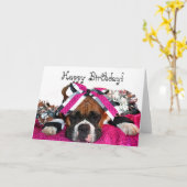 Happy Birthday Cheerleader Boxer wenskaart Kaart (Gele Bloem)