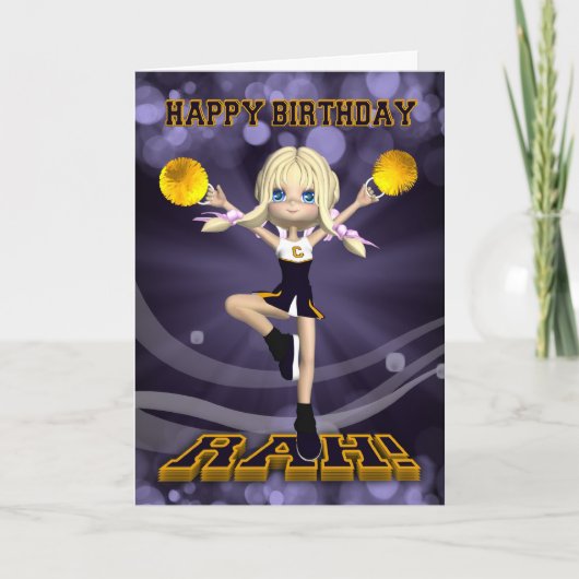 Happy Birthday Cheerleader Wenskaart Kaart (Voorkant)
