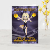 Happy Birthday Cheerleader Wenskaart Kaart (Gele Bloem)