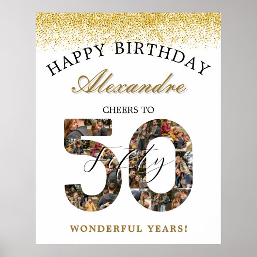 Happy Birthday Cheers To 50 Years Photo Collage Poster (Voorkant)