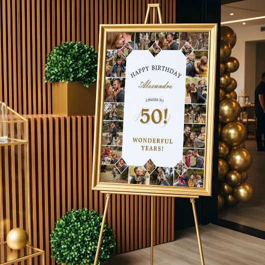Happy Birthday Cheers To 50 Years Photo Collage Poster