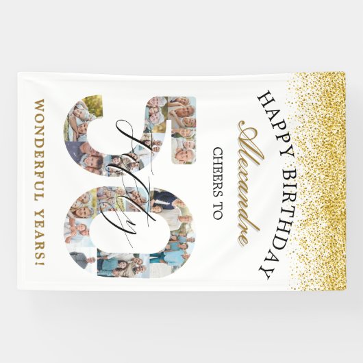 Happy Birthday Cheers To 50 Years Photo Collage Spandoek (Horizontaal)