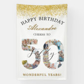 Happy Birthday Cheers To 50 Years Photo Collage Spandoek (Verticaal)