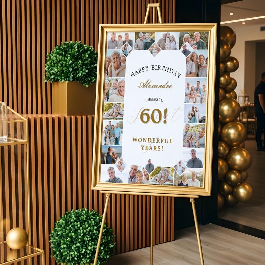 Happy Birthday Cheers To 60 Years Photo Collage Poster