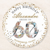 Happy Birthday Cheers To 60 Years Photo Collage Ronde Kartonnen Onderzetter (Voorkant)