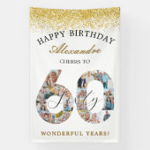 Happy Birthday Cheers To 60 Years Photo Collage Spandoek (Verticaal)