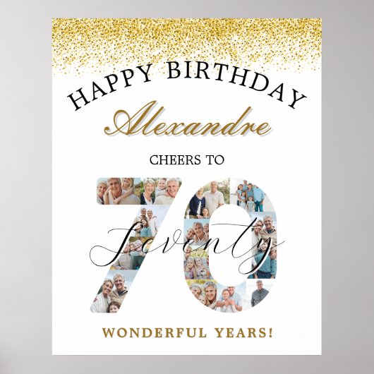 Happy Birthday Cheers To 70 Years Photo Collage Poster (Voorkant)