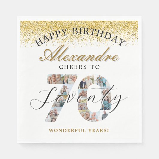  Happy Birthday Cheers To 70 Years Photo Collage Servet (Voorkant)