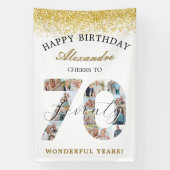  Happy Birthday Cheers To 70 Years Photo Collage Spandoek (Verticaal)