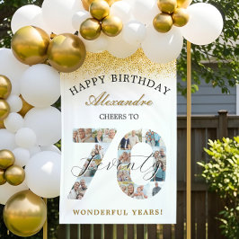  Happy Birthday Cheers To 70 Years Photo Collage Spandoek