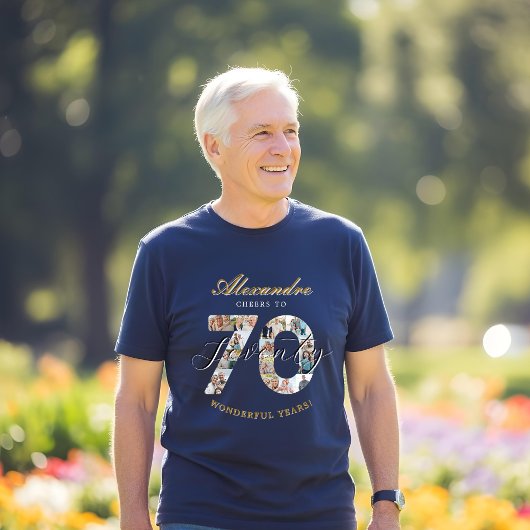  Happy Birthday Cheers To 70 Years Photo Collage T-shirt