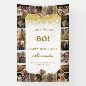 Happy Birthday Cheers To 80 Years Photo Collage Spandoek (Verticaal)