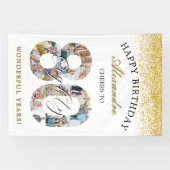 Happy Birthday Cheers To 80 Years Photo Collage Spandoek (Horizontaal)