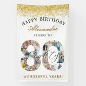 Happy Birthday Cheers To 80 Years Photo Collage Spandoek (Verticaal)