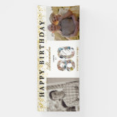 Happy Birthday Cheers To 80 Years Photo Then & Now Spandoek (Verticaal)