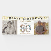 Happy Birthday Cheers To 80 Years Photo Then & Now Spandoek (Horizontaal)