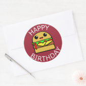 Happy Birthday Cheese Burger Ronde Sticker (Envelop)