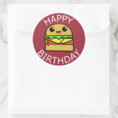 Happy Birthday Cheese Burger Ronde Sticker (Tas)