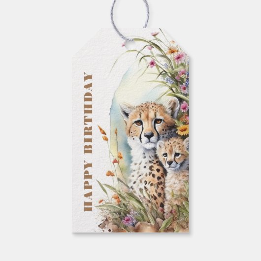Happy Birthday Cheetah Baby en mama Cadeaulabel (Achterkant)