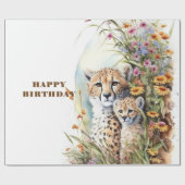 Happy Birthday Cheetah Baby en mama Cadeaupapier (Vlak)