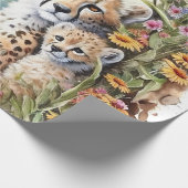 Happy Birthday Cheetah Baby en mama Cadeaupapier (Hoek)