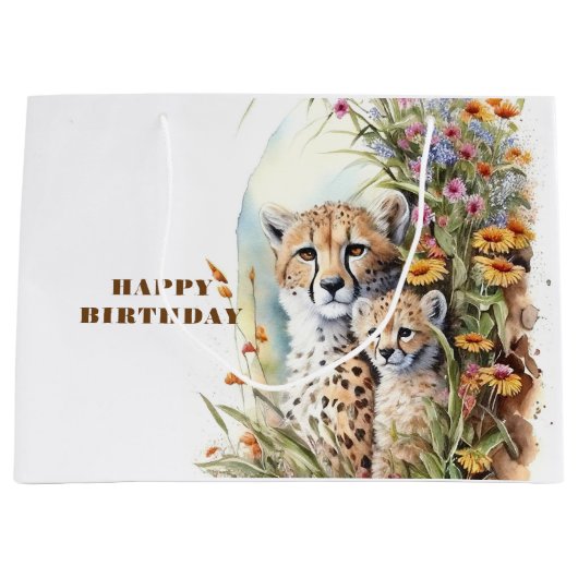 Happy Birthday Cheetah Baby en mama Groot Cadeauzakje (Voorkant)