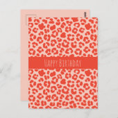 Happy Birthday Cheetah Print Pattern Red Briefkaar Briefkaart (Voorkant / Achterkant)