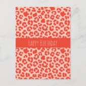 Happy Birthday Cheetah Print Pattern Red Briefkaar Briefkaart (Voorkant)