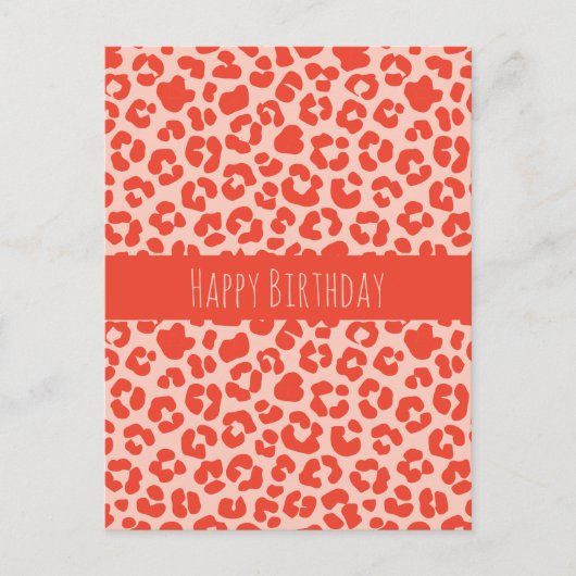Happy Birthday Cheetah Print Pattern Red Briefkaar Briefkaart (Voorkant)