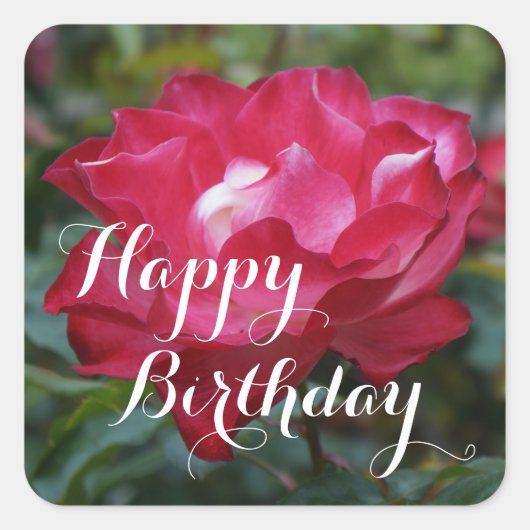 Happy Birthday Cherry Parfait #2 Square Stickers (Voorkant)