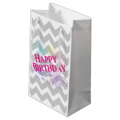 Happy Birthday Chevron Star Fireworks Gift Bag Klein Cadeauzakje (Achterkant Gekanteld)