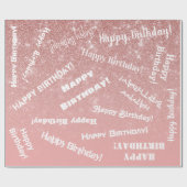 Happy Birthday Chic Roos Gold Glitter Pink Cadeaupapier (Vlak)